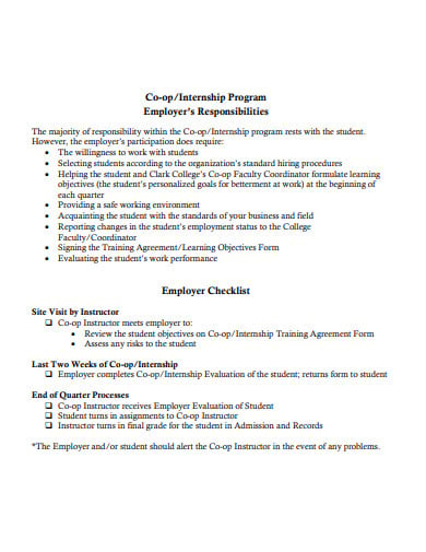 simple internship program checklist