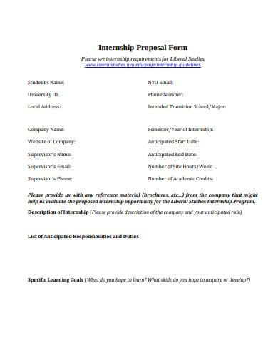 simple internship proposal form