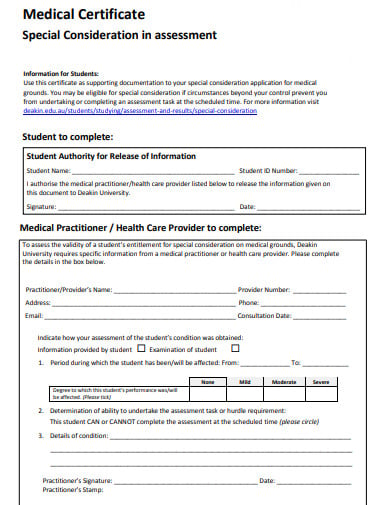 simple medical certificate form template