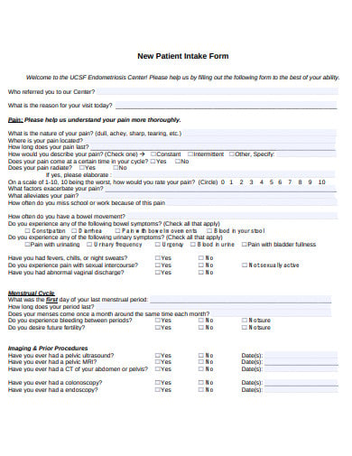 simple new patient intake form template