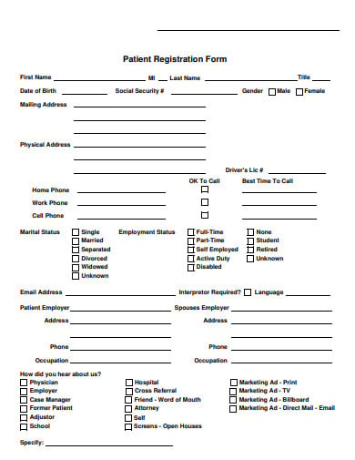 simple patient registration form