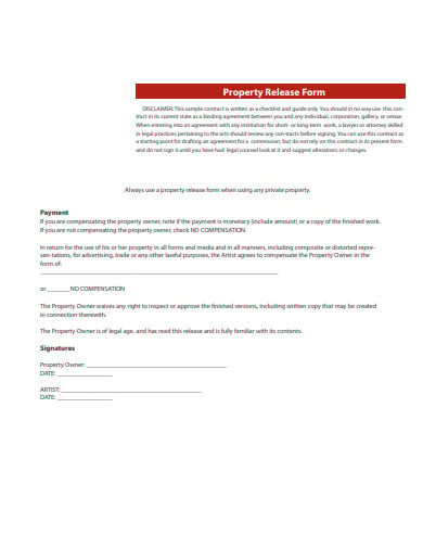 20 Property Release Form Templates In Pdf 0532
