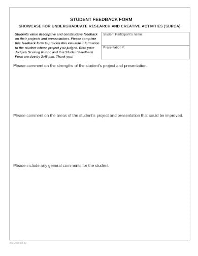 simple student feedback form template