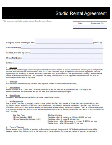 24+ Studio Rental Agreement Templates in PDF | Free & Premium Templates