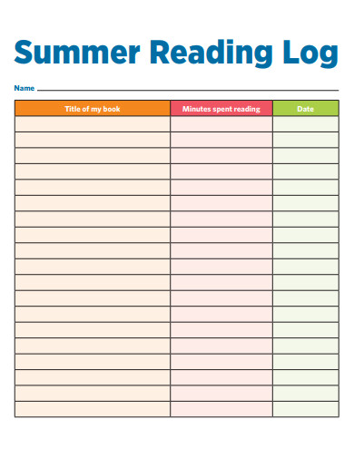 FREE 13 Summer Reading Log Templates In PDF MS Word