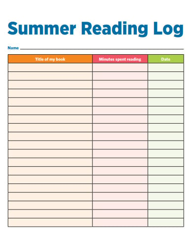 FREE 13 Summer Reading Log Templates In PDF MS Word