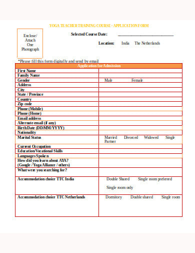 simple teacher training application form