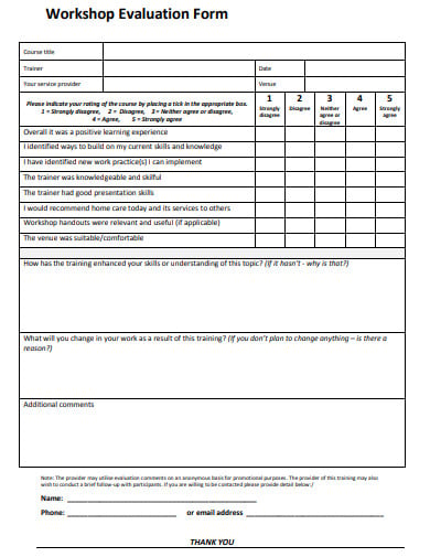 simple workshop evaluation form
