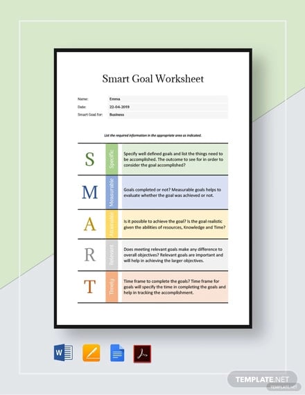 Smart Goal Worksheet Template from images.template.net