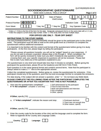 19 Demographic Questionnaire Templates In Pdf Microsoft Word Free