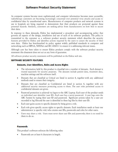 FREE 10+ Security Statement Templates in PDF | MS Word