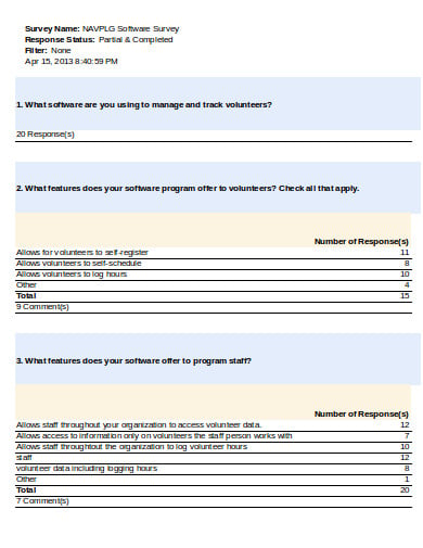 software survey template