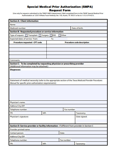 15  Medical Prior Authorization Form Templates PDF DOC