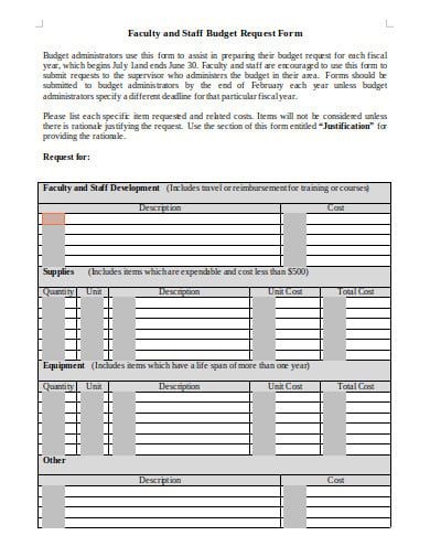 staff faculty budget request form