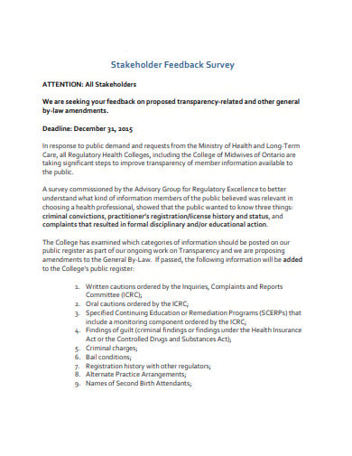 stakeholder feedback survey template