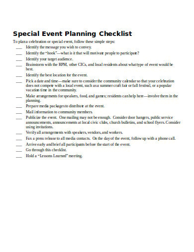 standard church event planning