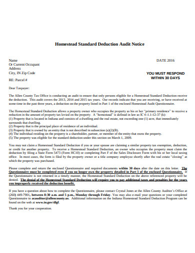 standard-deduction-audit-notice