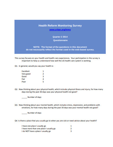 21+ Health Survey Questionnaire Templates in DOC | PDF | Free & Premium ...