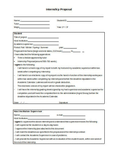 standard internship proposal template