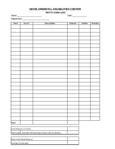 Petty Cash Log Template Free Download