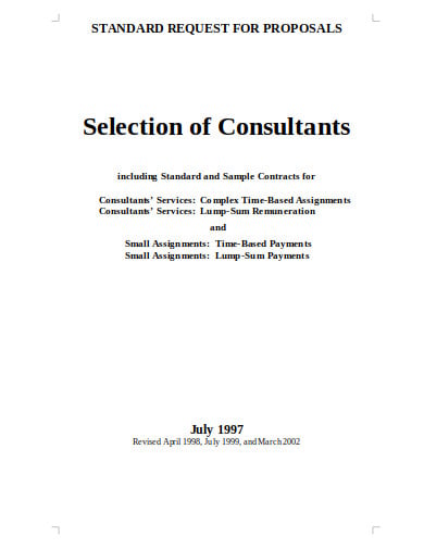 standard request proposal for consultant