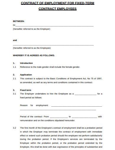 standard retail employment contract