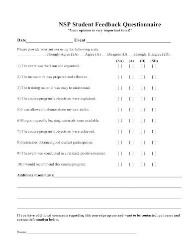 standard-student-feedback-questionnaire