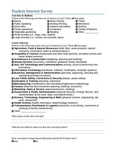 standard student interest survey in pdf