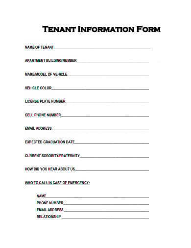 standard tenant information form