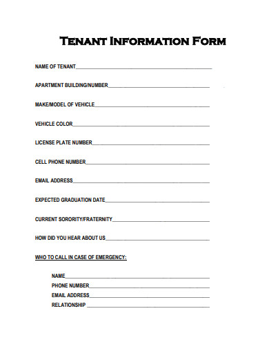 19+ Tenant Information Form Templates in PDF | DOC | Free & Premium ...