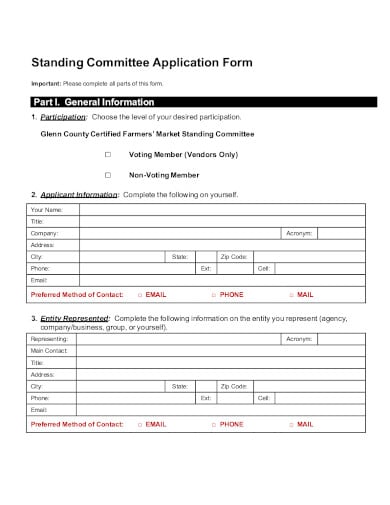 standing committee application form