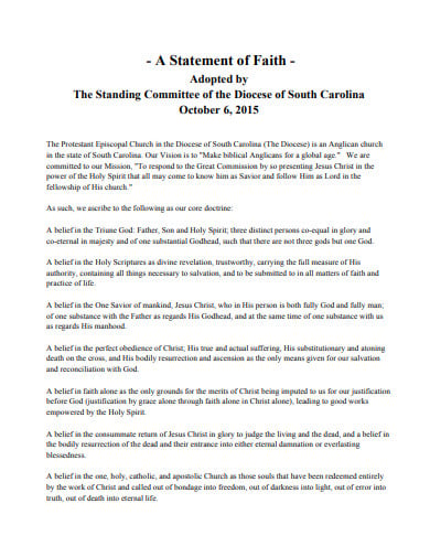 standing committee statement of faith in pdf