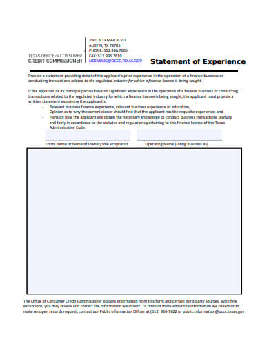 statement of experience form1