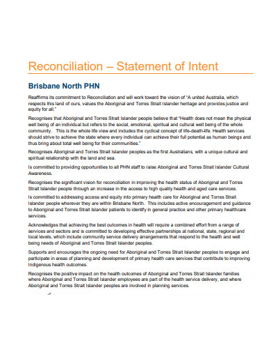 statement of intent reconciliation