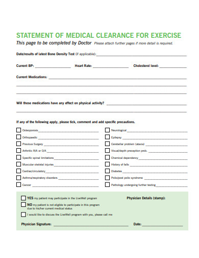 statement-of-medical-clearance-for-exercise