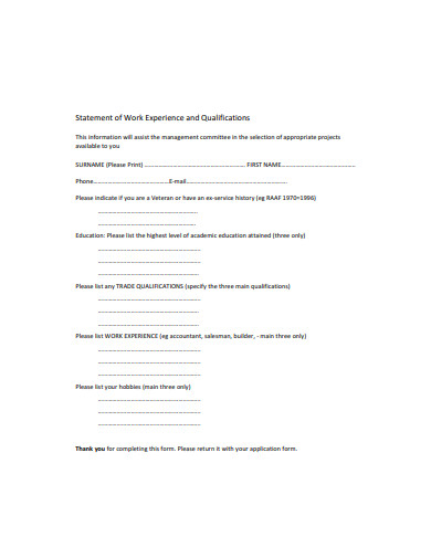 20 Statement Of Experience Templates In PDF DOC