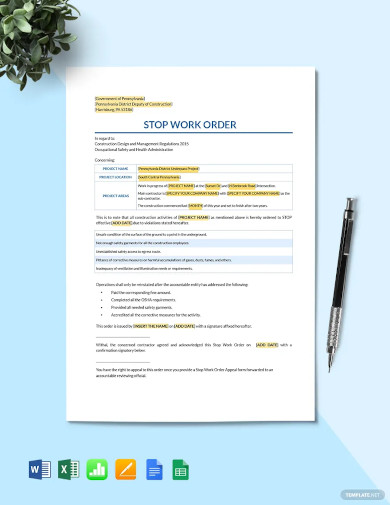 stop work order template