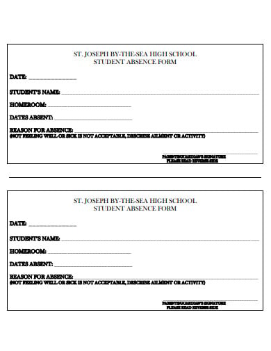 student absence note form
