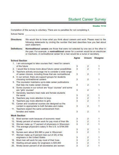student career survey template