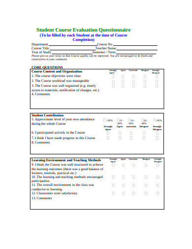 student course evaluation questionnaire in pdf