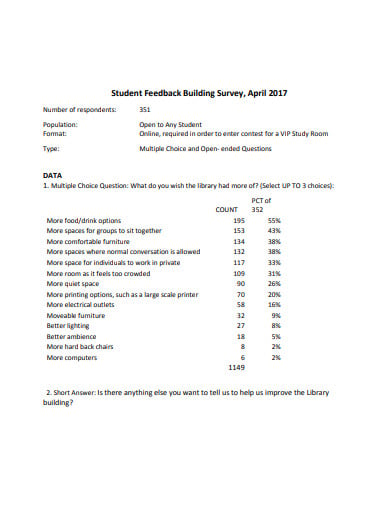 student feedback building survey