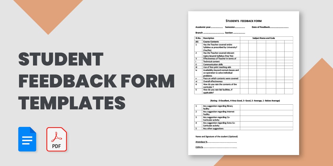 student feedback form templates in pdf doc