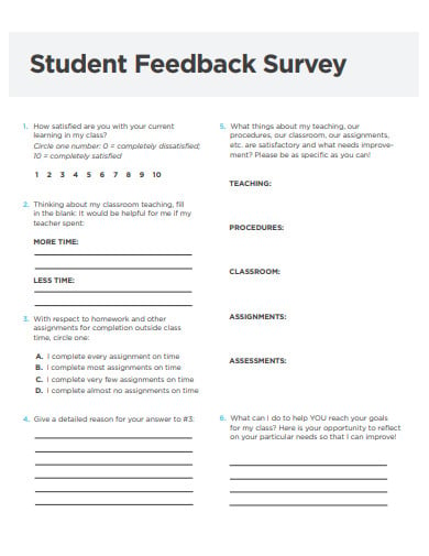 student feedback survey template