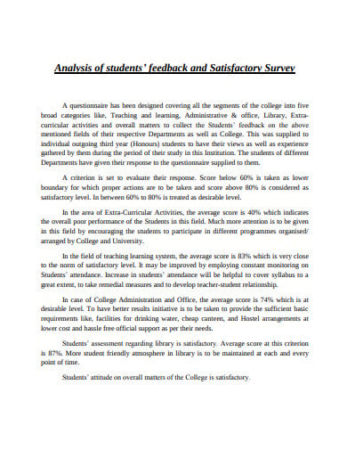 student feedback and satisfactory survey