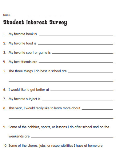 16 Student Interest Survey Templates In PDF DOC