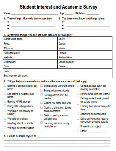 student-interest-and-academic-survey-template