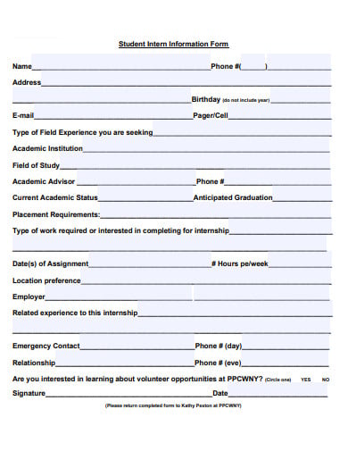 student-intern-information-form-example