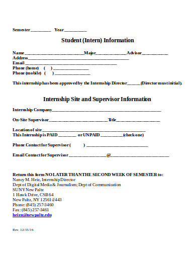 student-intern-information-form-format
