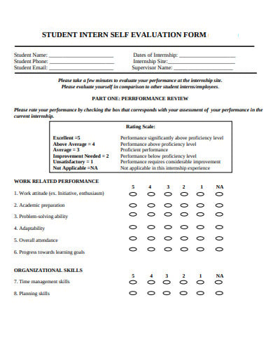 10+ Intern Self Evaluation Form Templates PDF | DOC