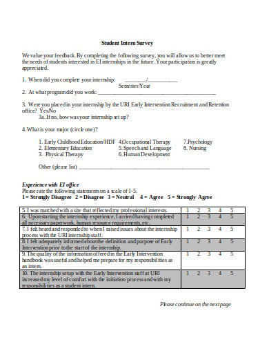 student-intern-survey-template